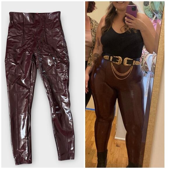 NEW SPANX red latex leggings XL TALL - Picture 1 of 8